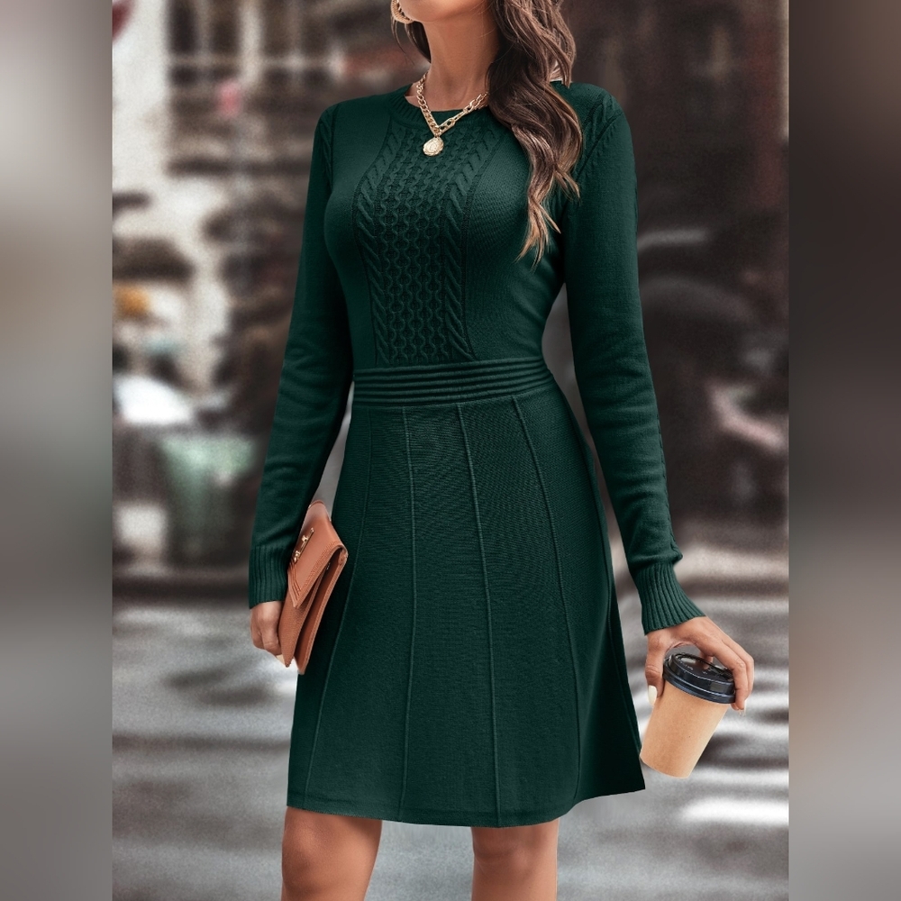 Clasi Cable Knit Seam Detail Sweater Dress